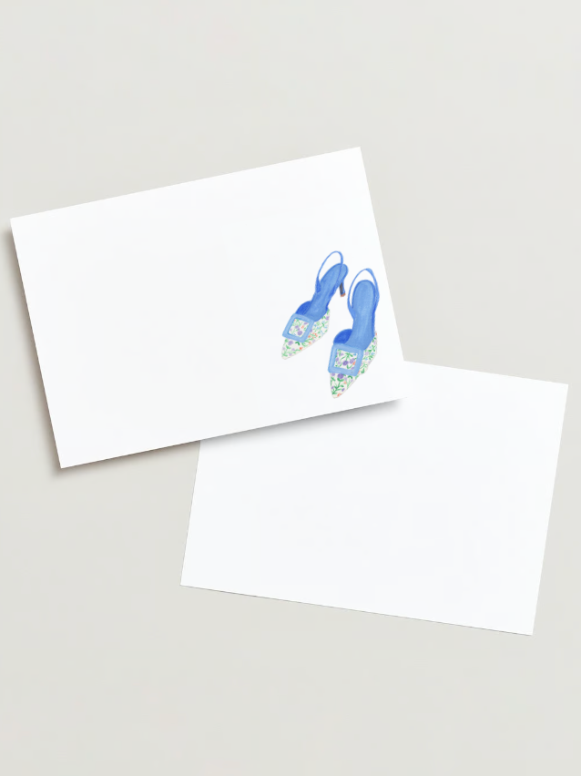 Stationery Set: Watercolor Blue Floral Heel