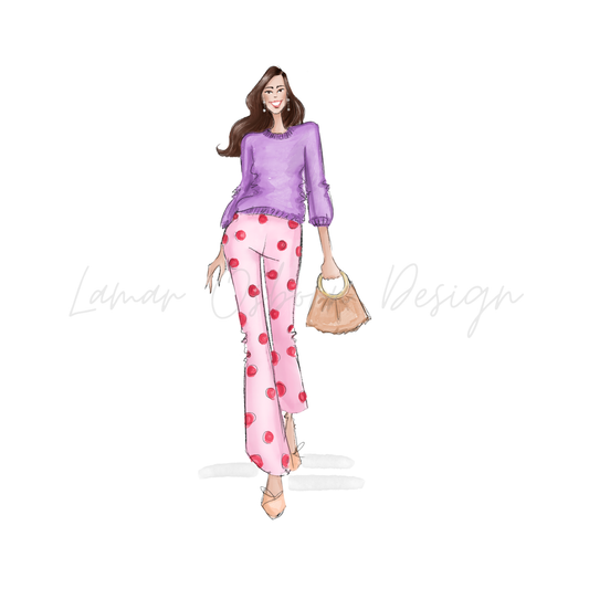 Pink Polka Dots l Fashion Illustration Print