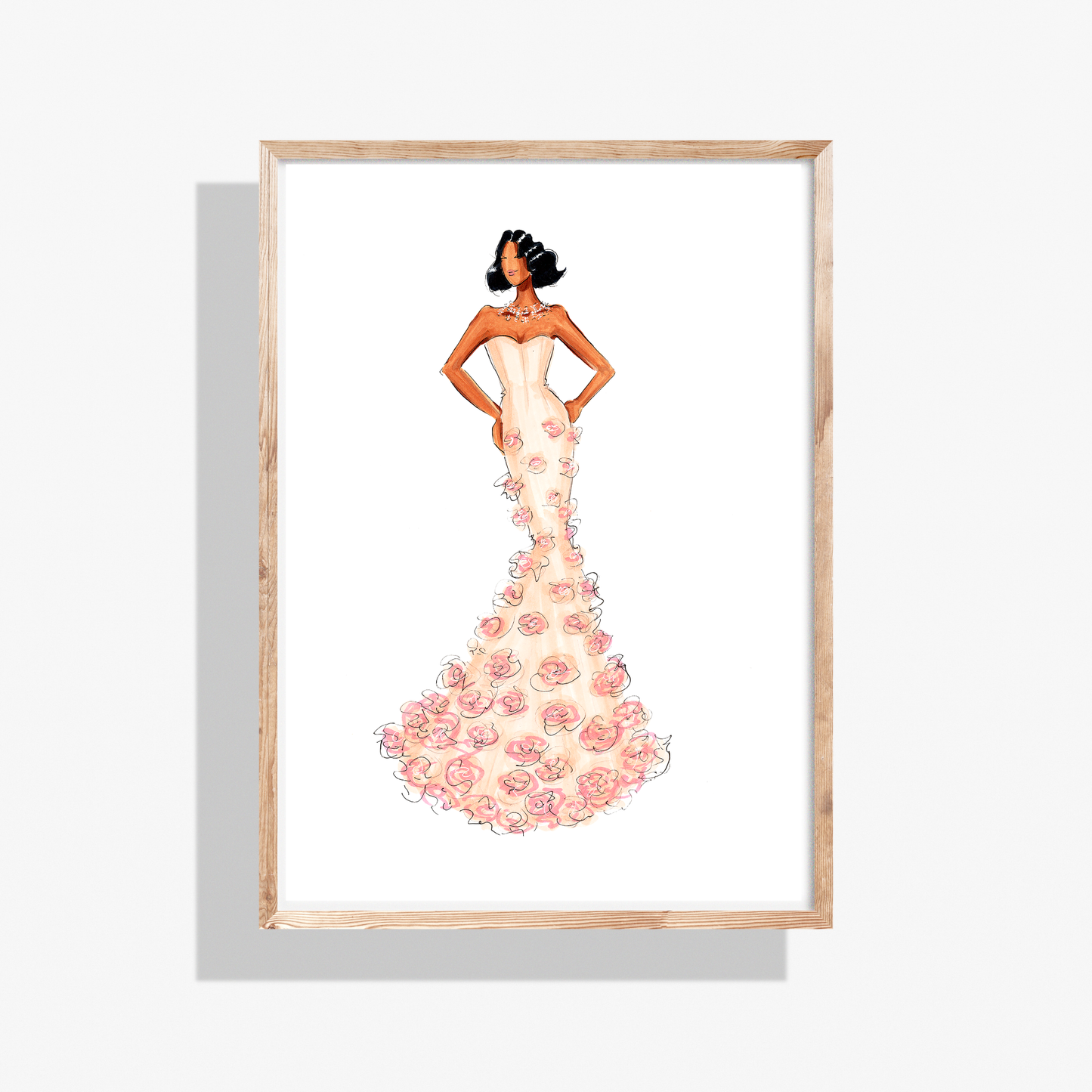 Pink Rose Gown l Fashion Illustration Print