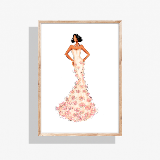 Pink Rose Gown l Fashion Illustration Print