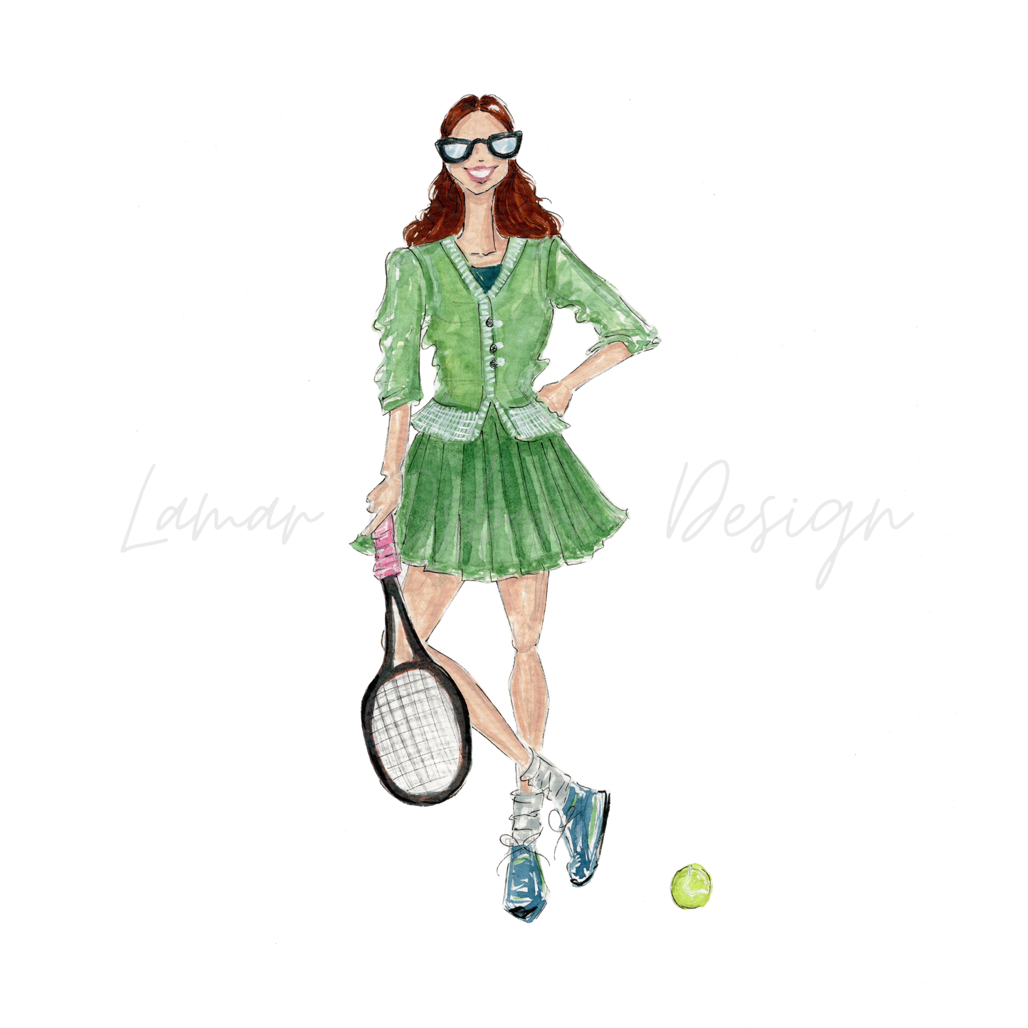 Tennis Girl, Fashion Illustration Print