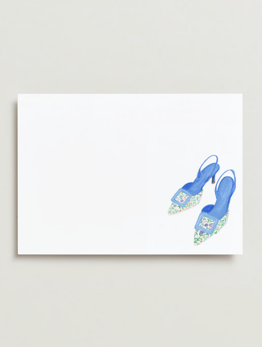 Stationery Set: Watercolor Blue Floral Heel