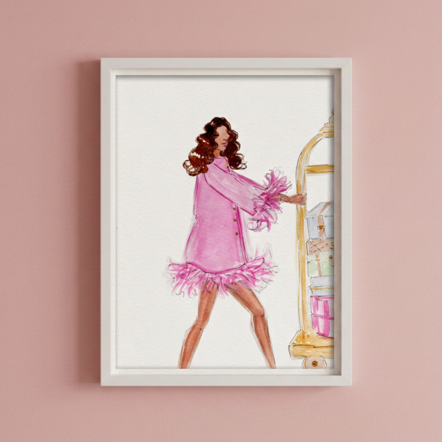 Hotel Chic Fashion Illustration Print l Pink Wall Art