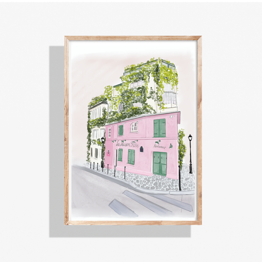 Pink Parisian Cafe, Fashion Illustration Art Print