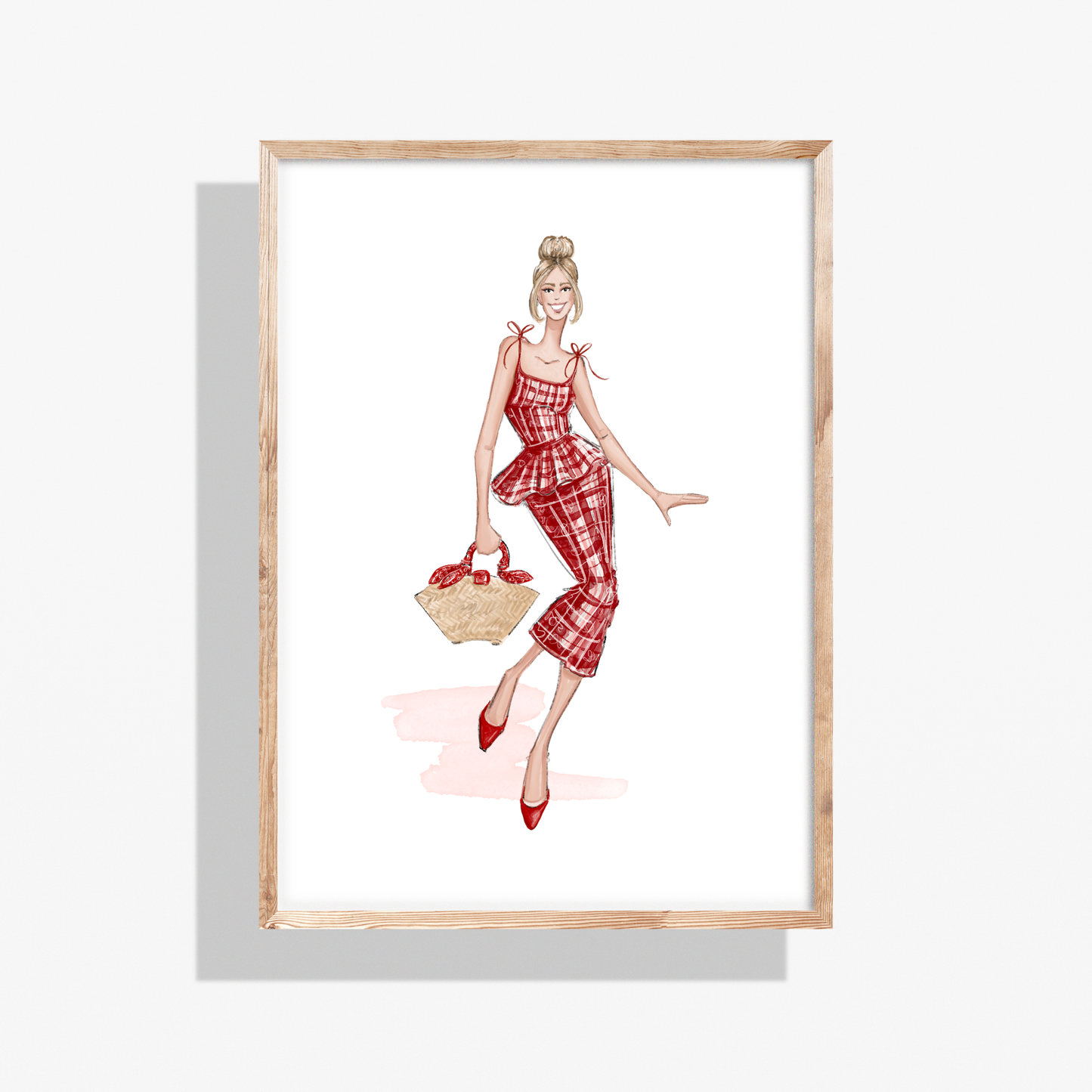 Red Striped Dress l Fashion Illustration Print